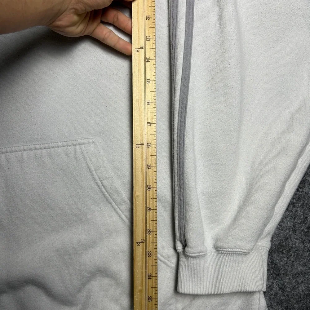 Adidas Vintage 90s Skater Baggy Hoodie White Grey Stripe Size XXL